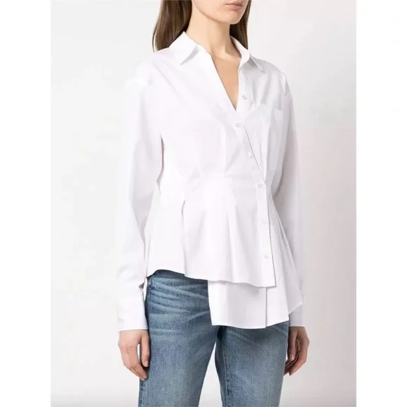 Veronica  Beard Rosamund Poplin Shirt In White, 12 - Picture 7 of 10